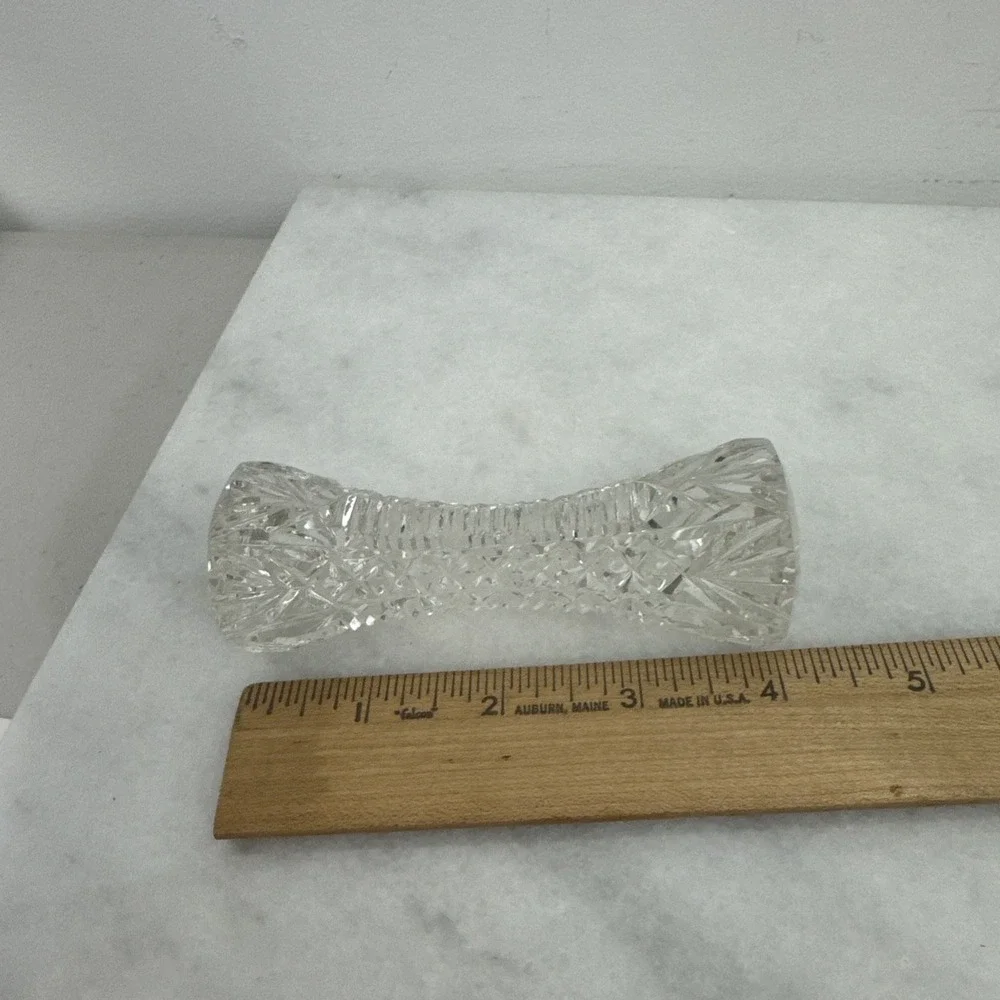 3 VTG Clear Zipper Cut Glass Barbell Knife Rests And Took Pick Holder